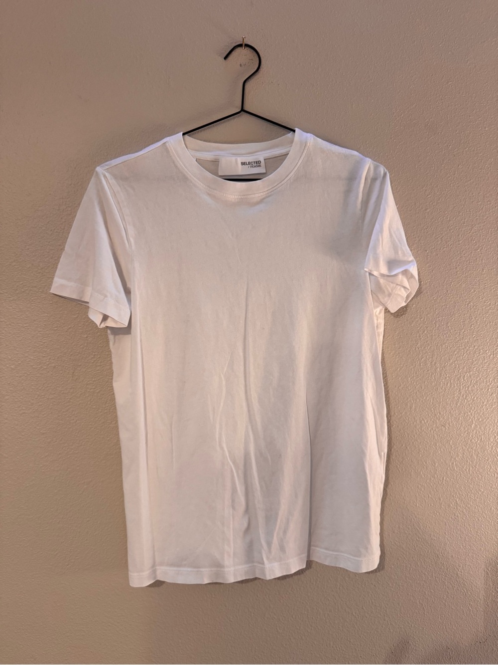 Selected Femme Women's White Crewneck Short Sleeve Tee